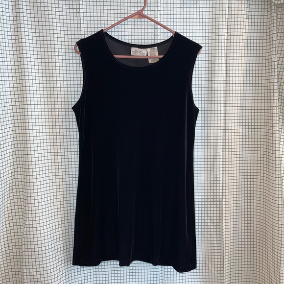 90s Kathie Lee Collection Medium Black Velour Mini Dress - Picture 2 of 8